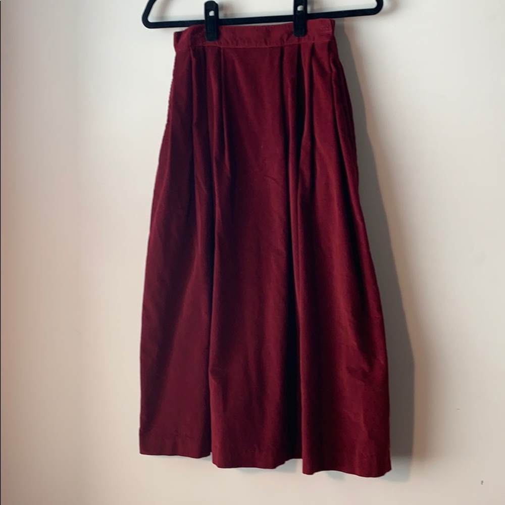 Burgundy red fine corduroy Talbots midi skirt 2P